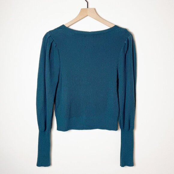 Abercrombie & Fitch Ribbed Dark Teal Cardigan Sweater Size M - Picture 7 of 8